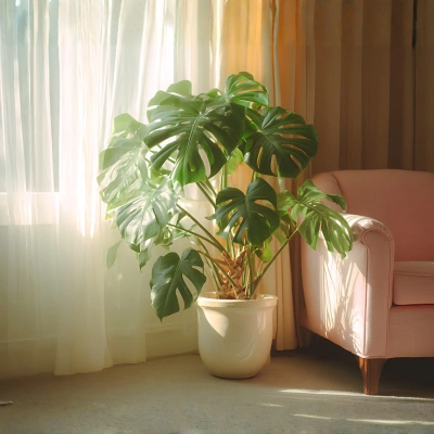 Monstera Swiss Cheese plant indoor India with split leaves low maintenance plant