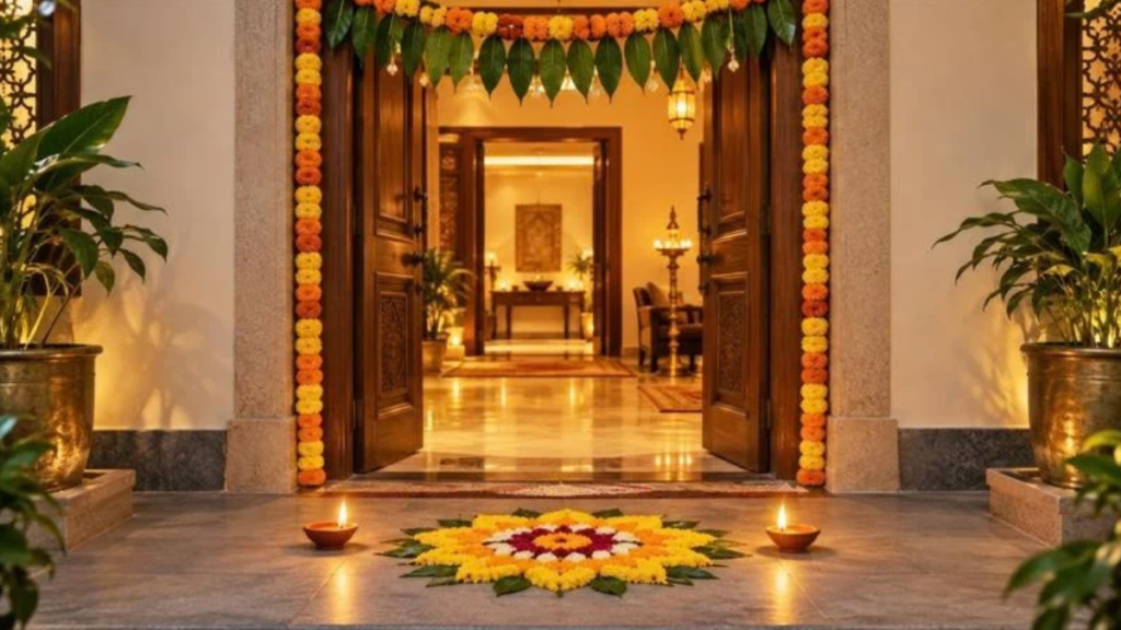 Plants for Navratri Home Decor and Entrance Rangoli: A Natural Way to Welcome Maa Durga