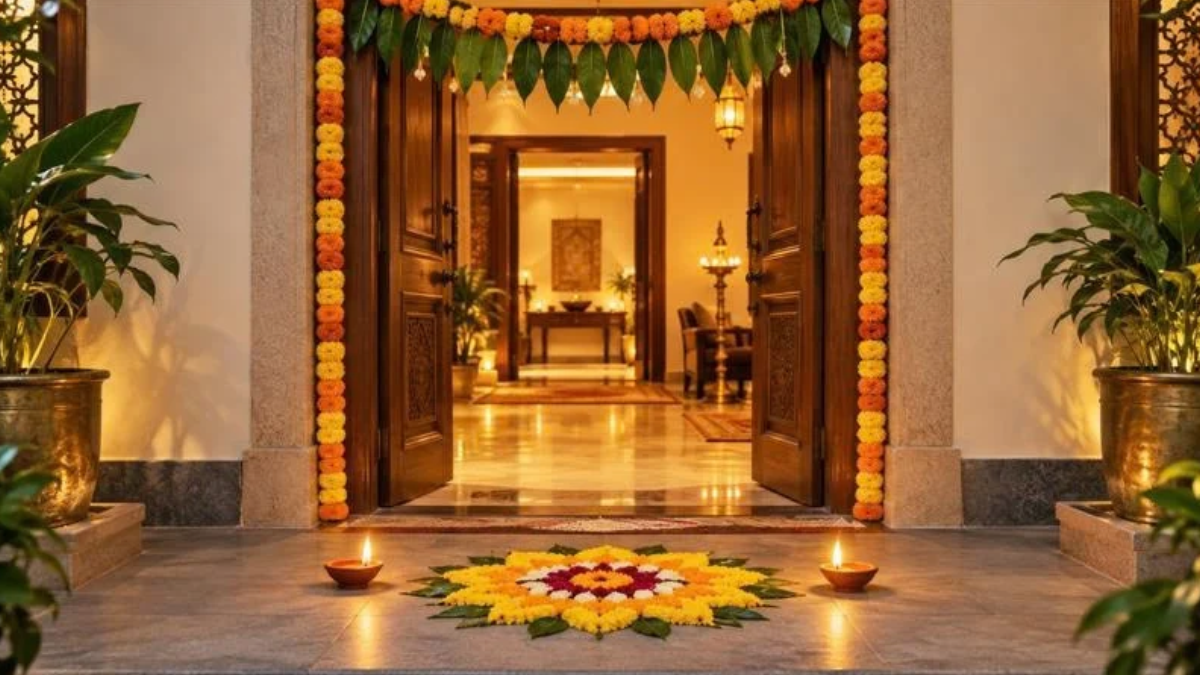 Plants for Navratri Home Decor and Entrance Rangoli A Natural Way to Welcome Maa Durga
