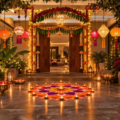 Potted Plant Decoration for the Main Door During Festivals